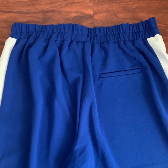 Blue and White Side Stripe Sport Wide Leg Pants - Picture 5 of 5